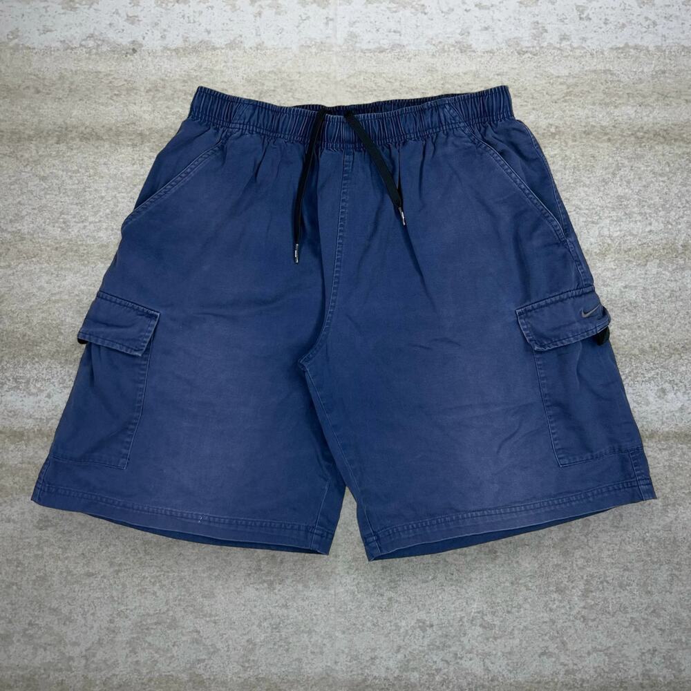 Vintage Y2K Nike Cargo Shorts Mens XL Baggy Faded Slate Blue 10" Inseam
